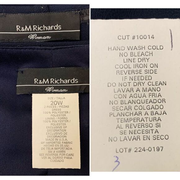 R&M Richards 2 Pieces Blue Embellished Cardigan Dress, Size 20W - Picture 12 of 13